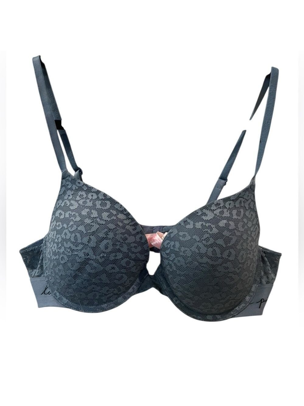 Victoria's Secret PINK Women Bra 36B Gray Animal Print Wear Everywhere Push Up